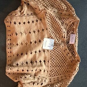Tan Knit Cropped Sweater